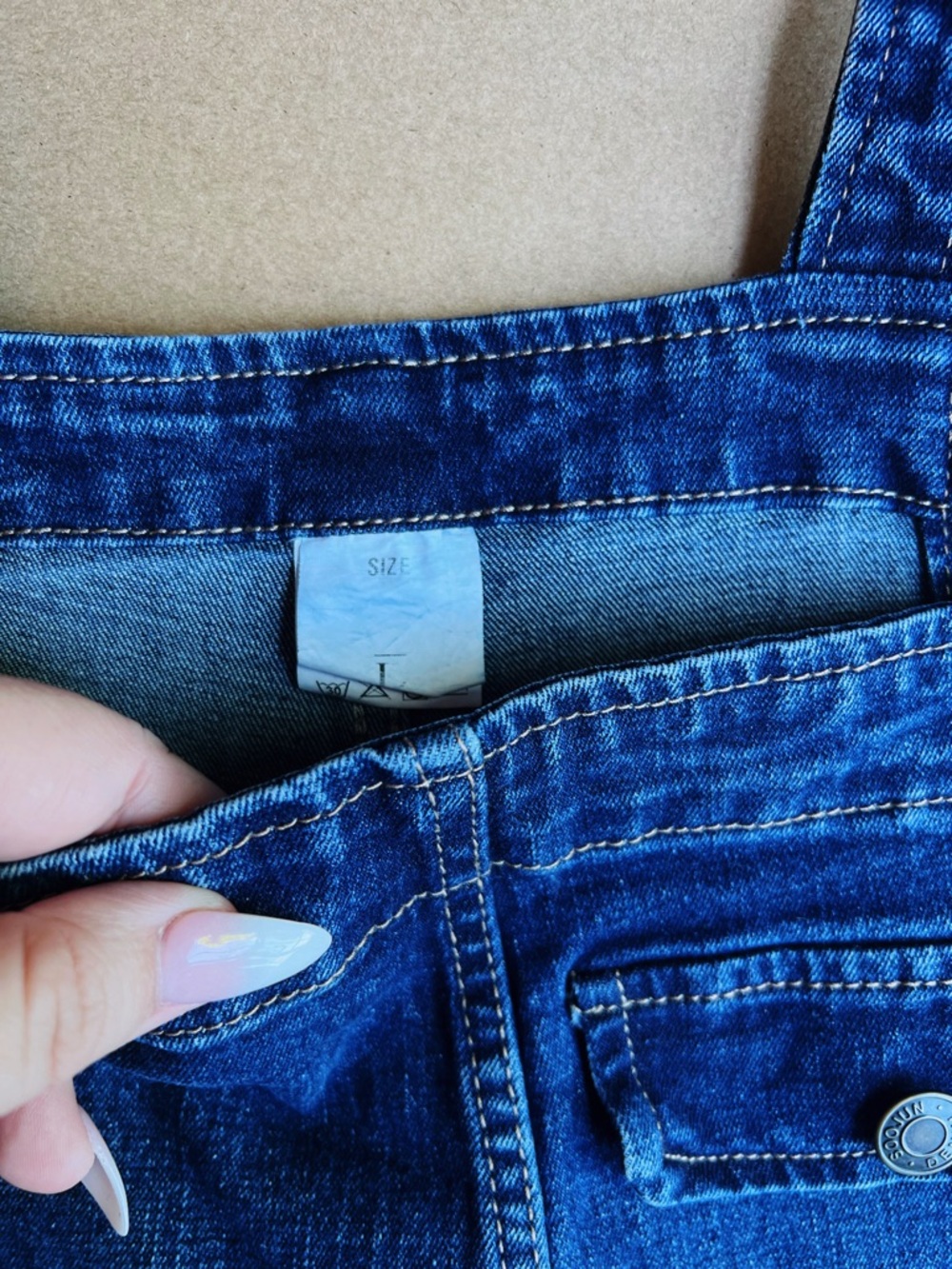 Soojun Denim Overalls Jumpsuit Dark Wash Utility Bib Carpenter Pants Large - Picture 5 of 8